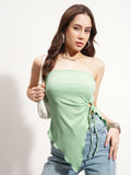 Tokyo Talkies Women Green Solid Regular Top - Green - Image 1