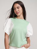 Tokyo Talkies Women Green Solid Regular Top - Green - Image 1