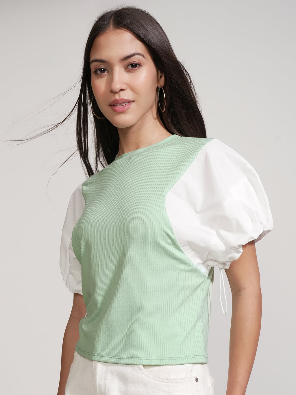 Tokyo Talkies Women Green Solid Regular Top - Green - Image 4