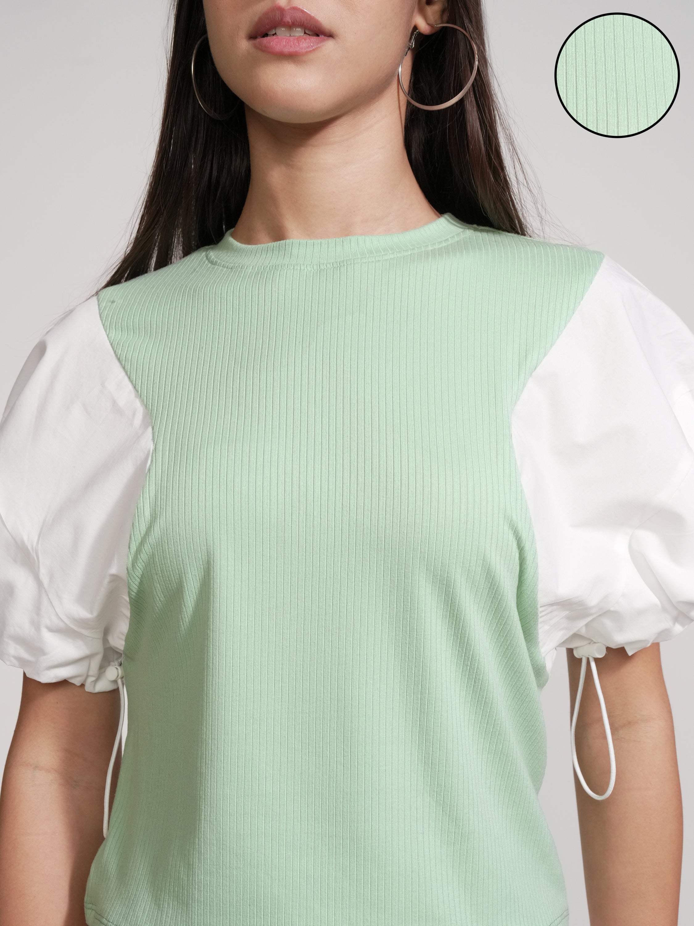 Tokyo Talkies Women Green Solid Regular Top - Green - Image 5