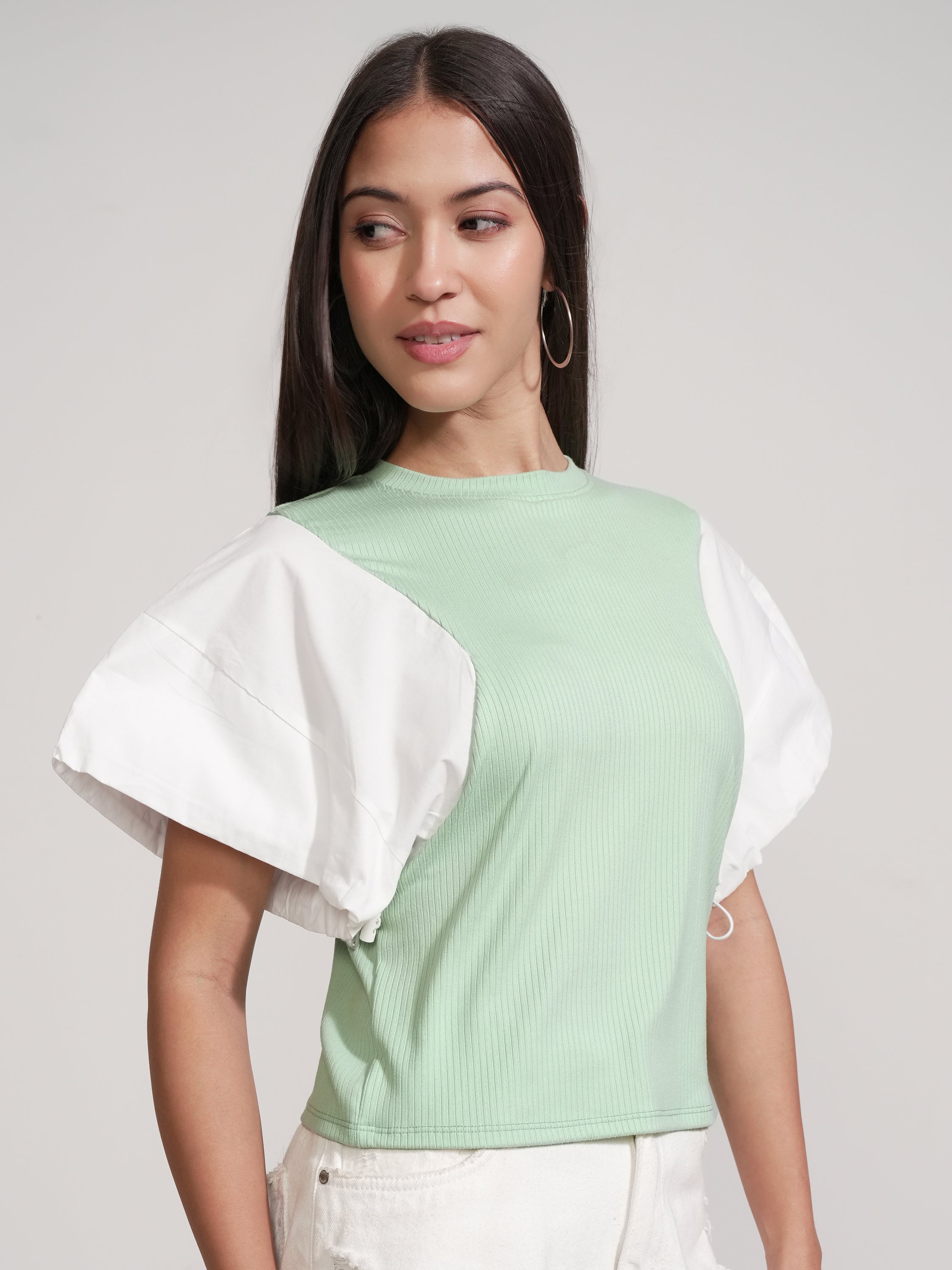 Tokyo Talkies Women Green Solid Regular Top - Green - Image 6