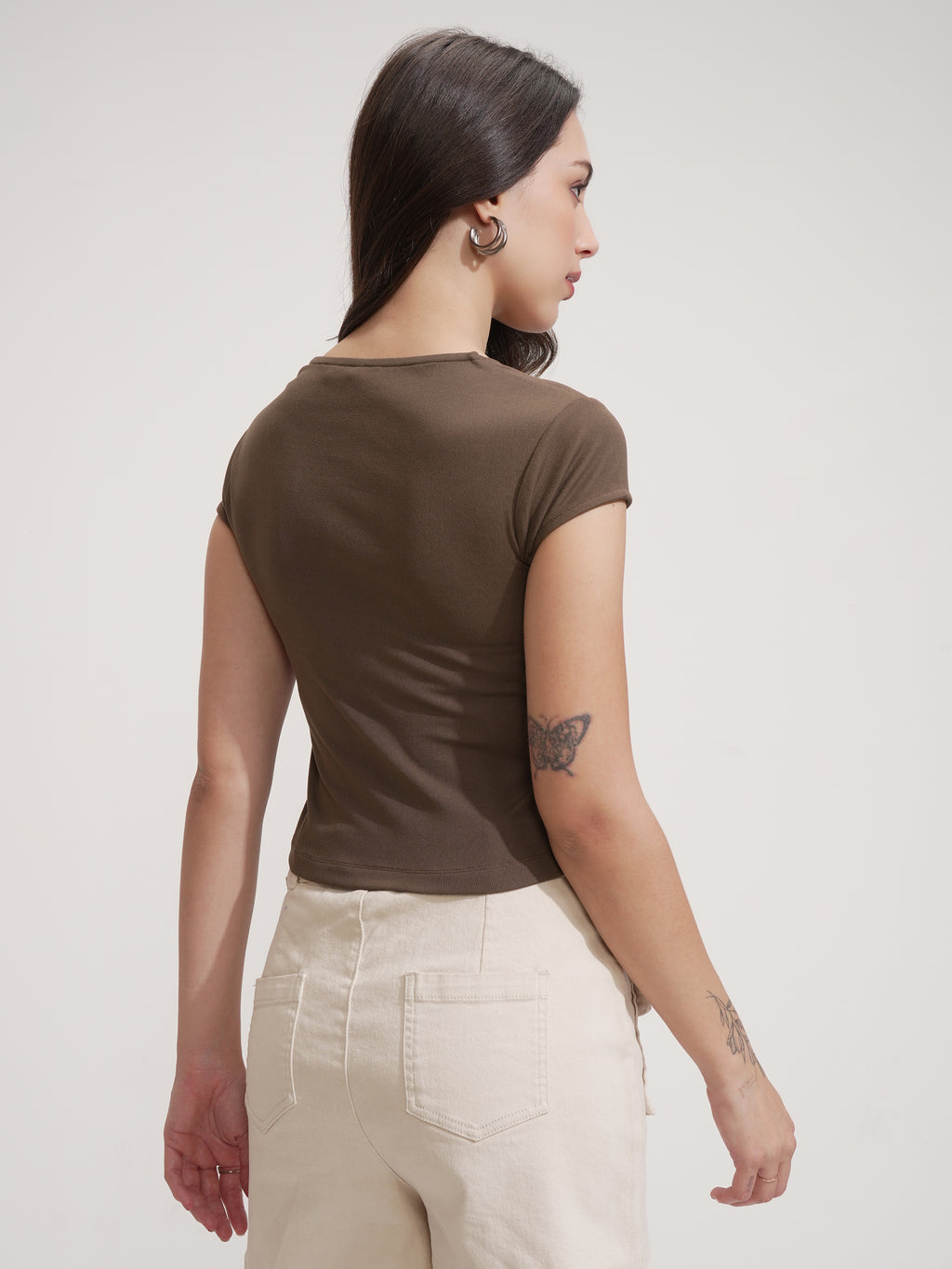 Tokyo Talkies Women Brown Solid Regular Top - Brown - Image 3