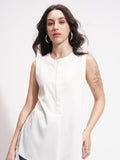 Tokyo Talkies Women White Solid A-Line Top - White - Image 1
