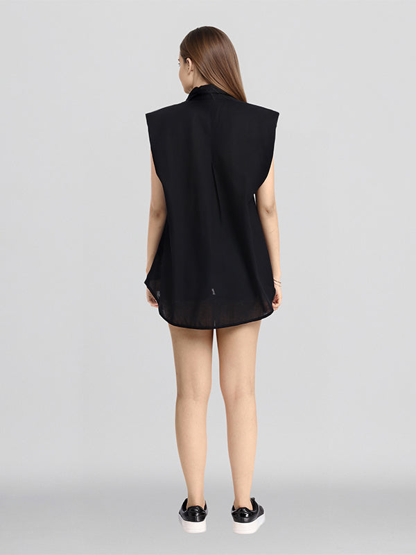 Chic By Tokyo Talkies Women Black Solid Regular Top - Black - Image 3