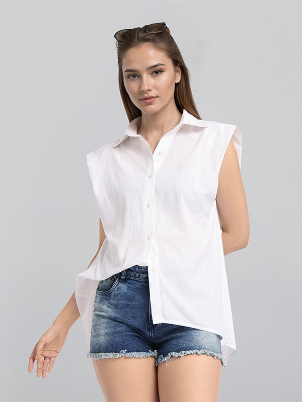 Chic By Tokyo Talkies Women White Solid Regular Top - White - Image 1