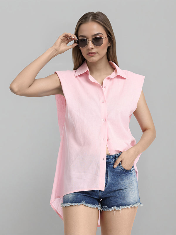 Chic By Tokyo Talkies Women Pink Solid Regular Top - Pink - Image 1