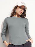 Tokyo Talkies Women Grey Solid Regular Top - Grey - Image 1