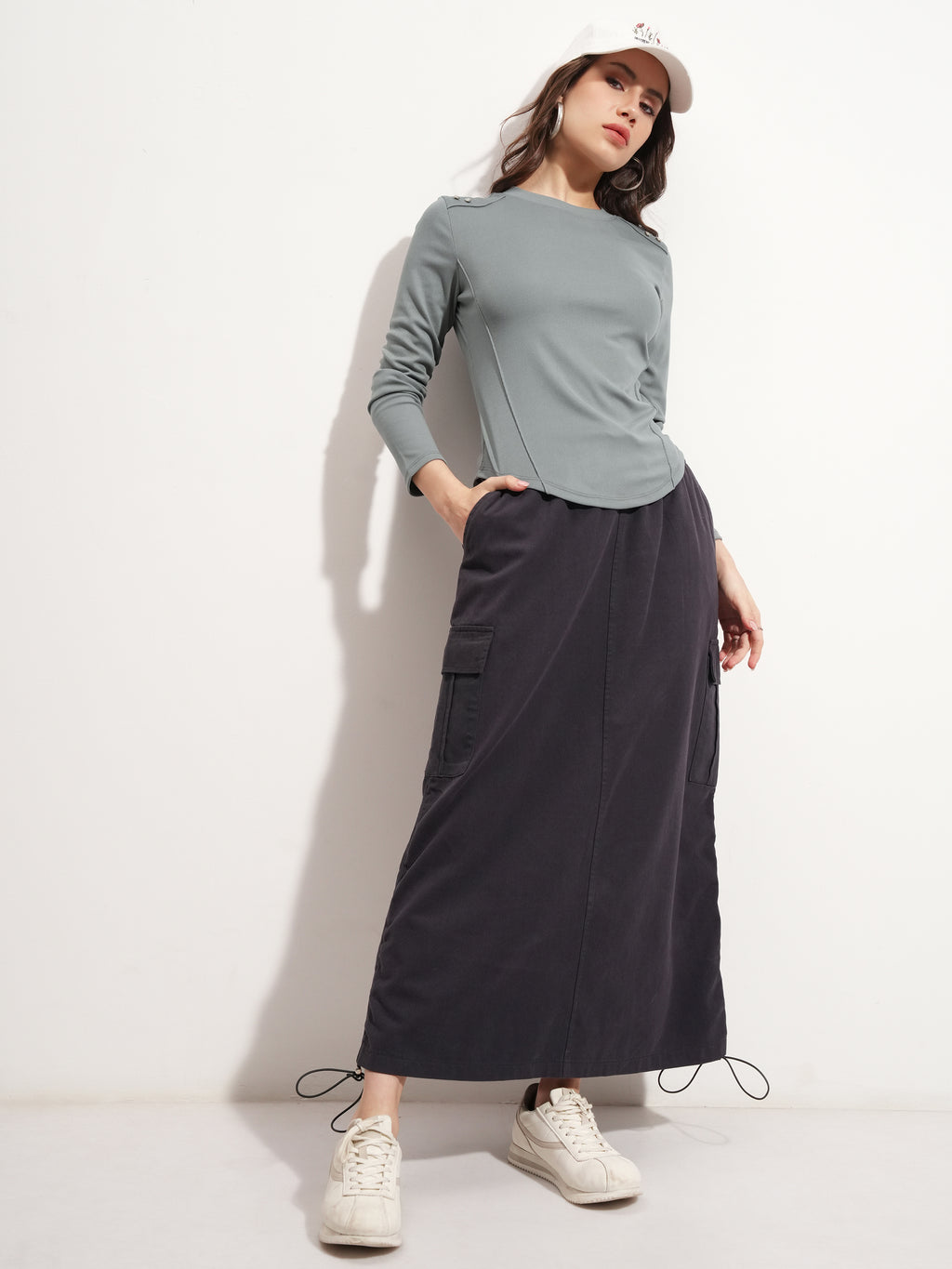 Tokyo Talkies Women Grey Solid Regular Top - Grey - Image 2