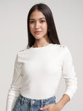 Tokyo Talkies Women White Solid Regular Top - White - Image 1