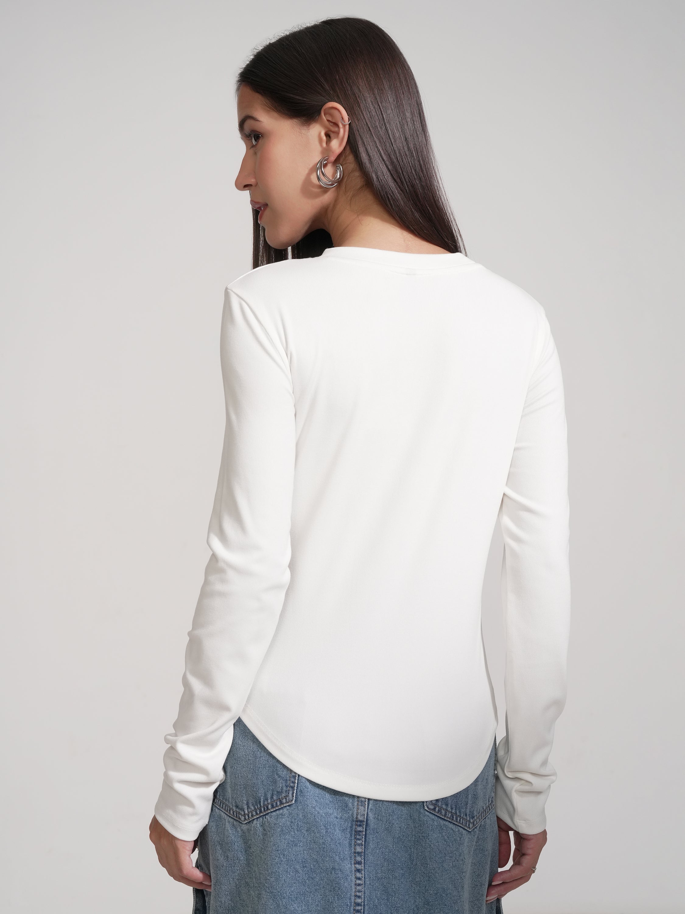 Tokyo Talkies Women White Solid Regular Top - White - Image 3
