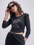 Tokyo Talkies Women Black Embellished Regular Top - Black - Image 1