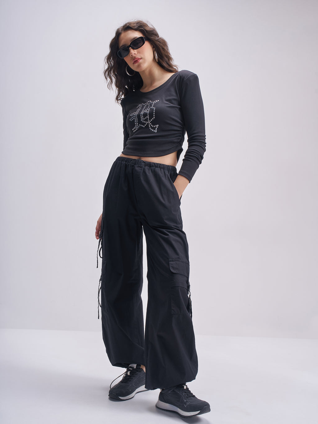 Tokyo Talkies Women Black Embellished Regular Top - Black - Image 2
