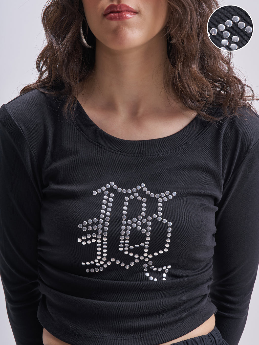 Tokyo Talkies Women Black Embellished Regular Top - Black - Image 5