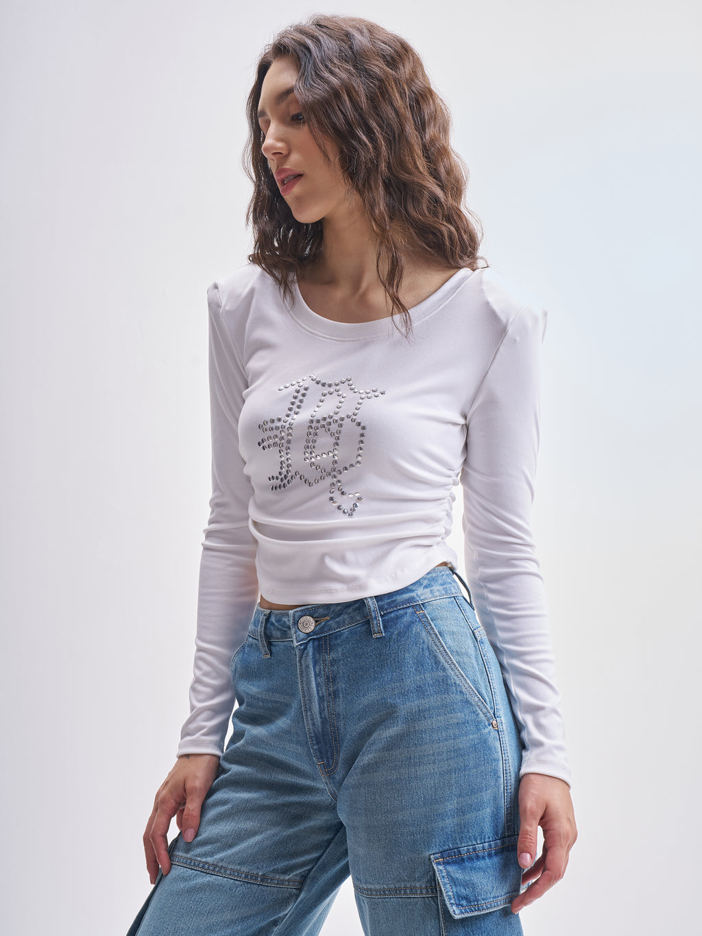 Tokyo Talkies Women White Embellished Regular Top - White - Image 4