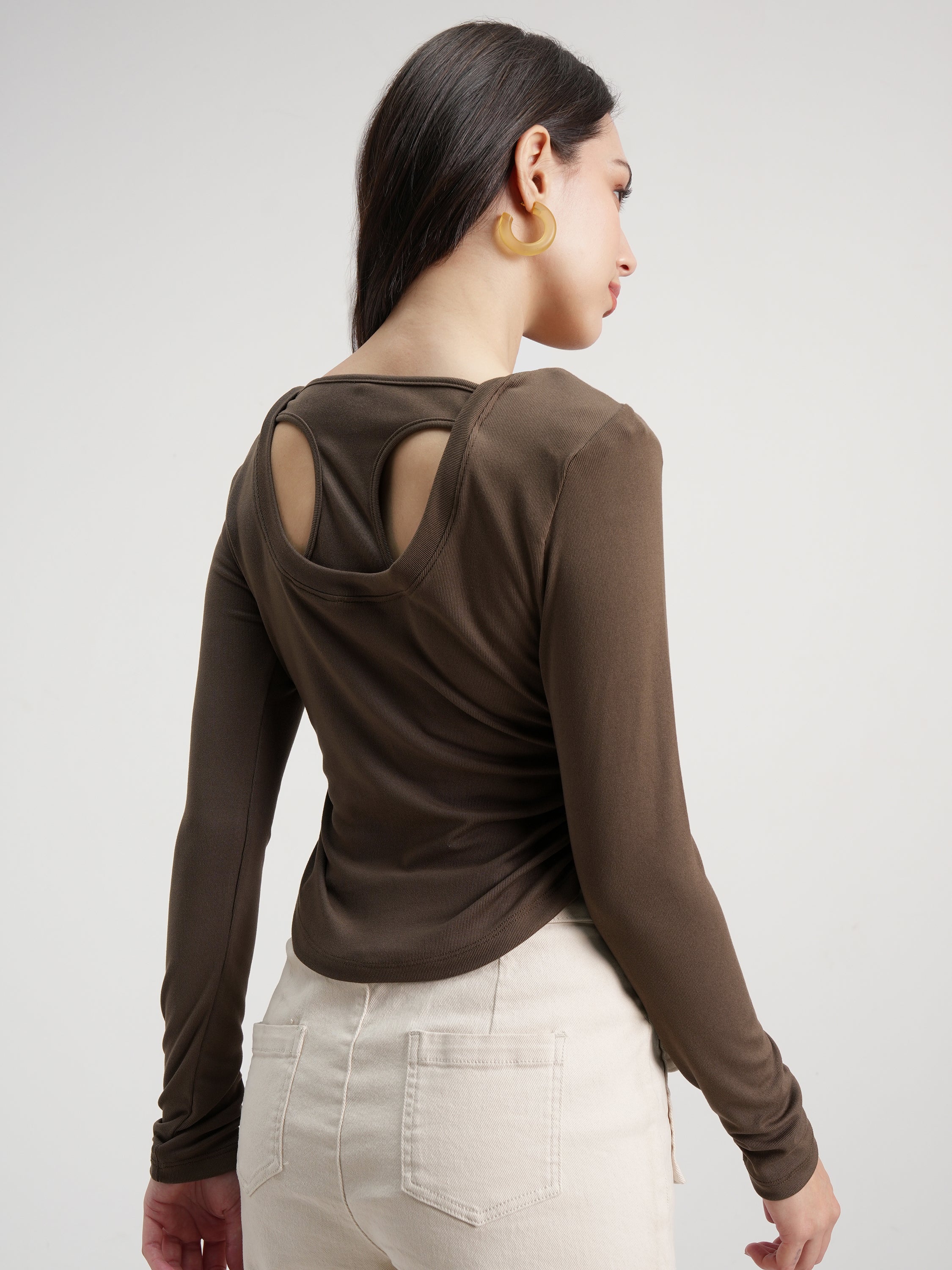 Tokyo Talkies Women Brown Embellished Regular Top - Brown - Image 3