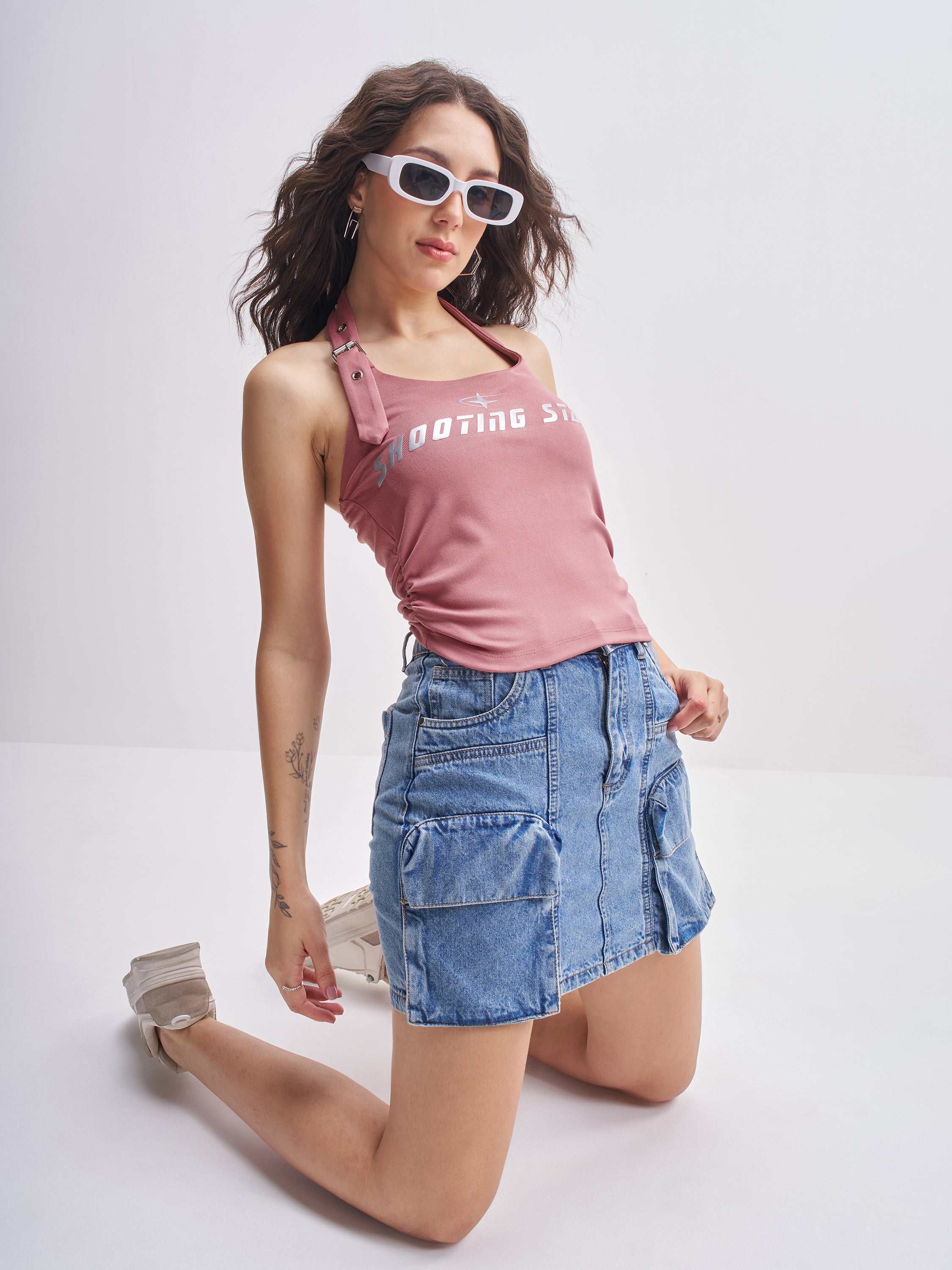 Tokyo Talkies Women Pink Printed Fitted Top - Pink - Image 2