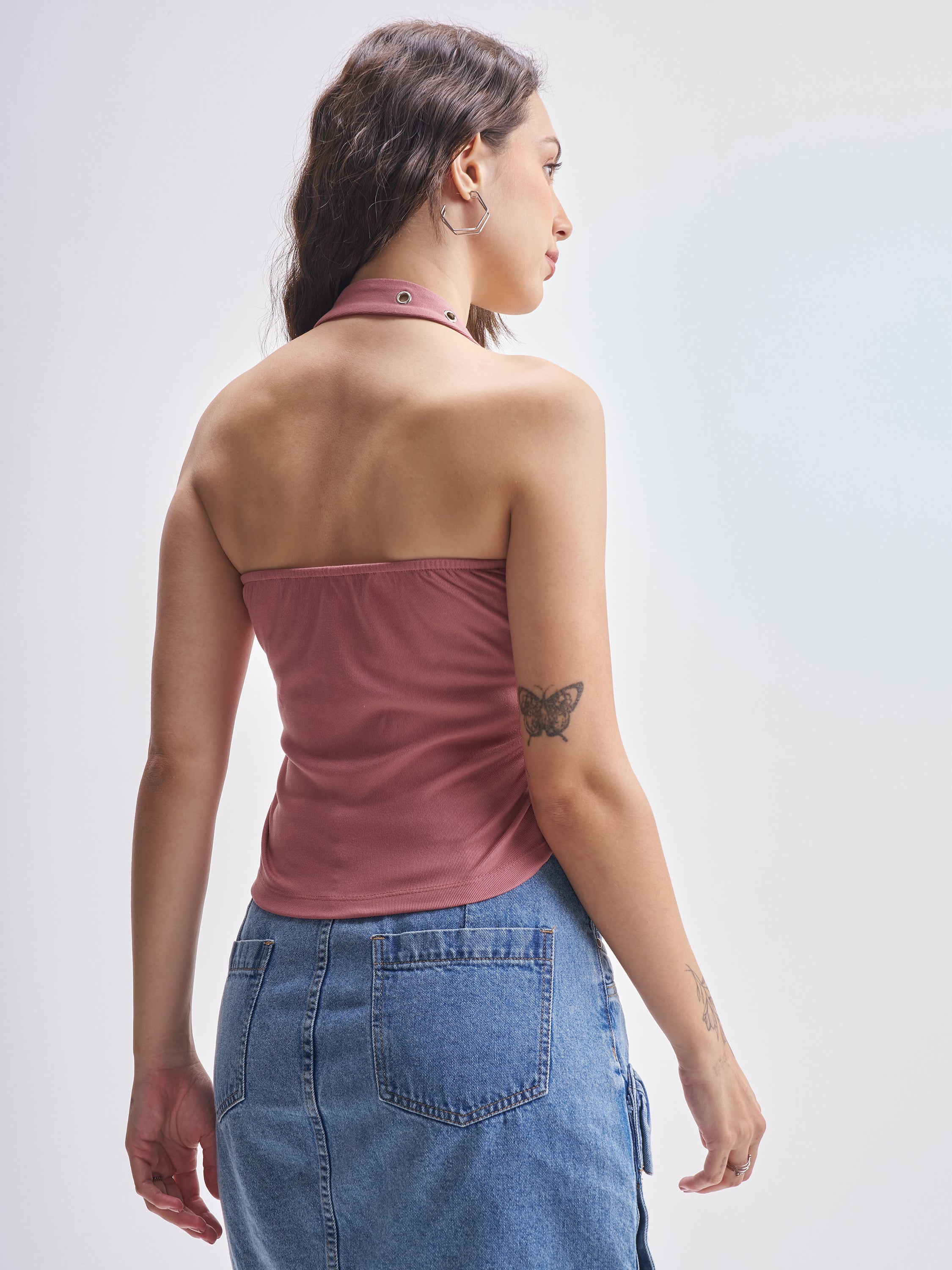 Tokyo Talkies Women Pink Printed Fitted Top - Pink - Image 3