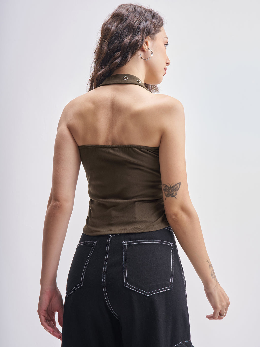 Tokyo Talkies Women Brown Printed Fitted Top - Brown - Image 3