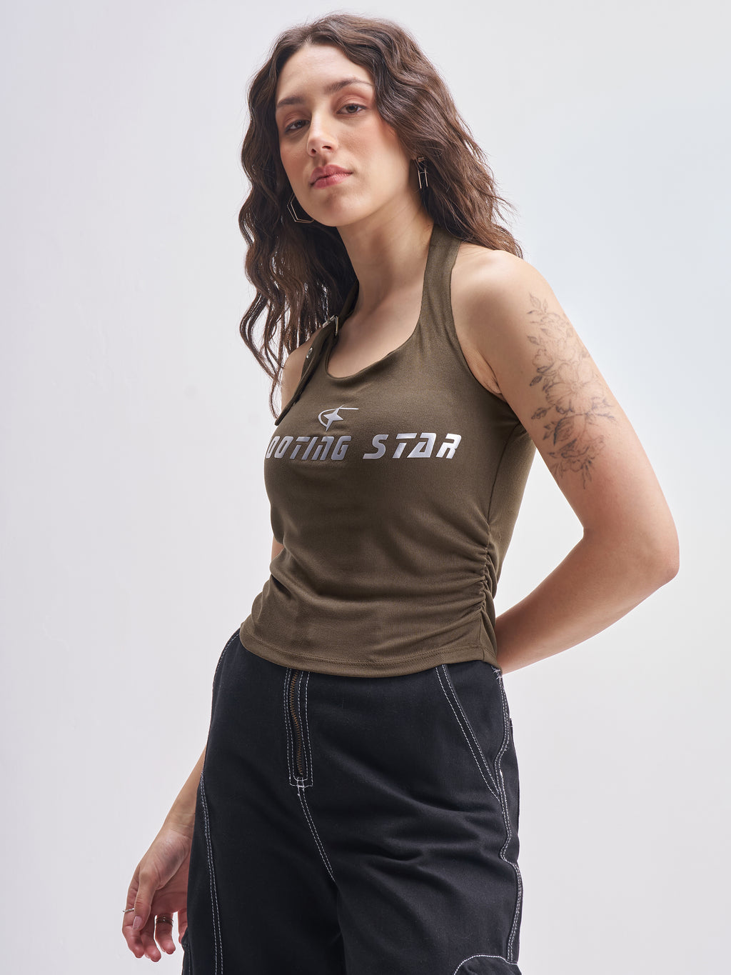 Tokyo Talkies Women Brown Printed Fitted Top - Brown - Image 4