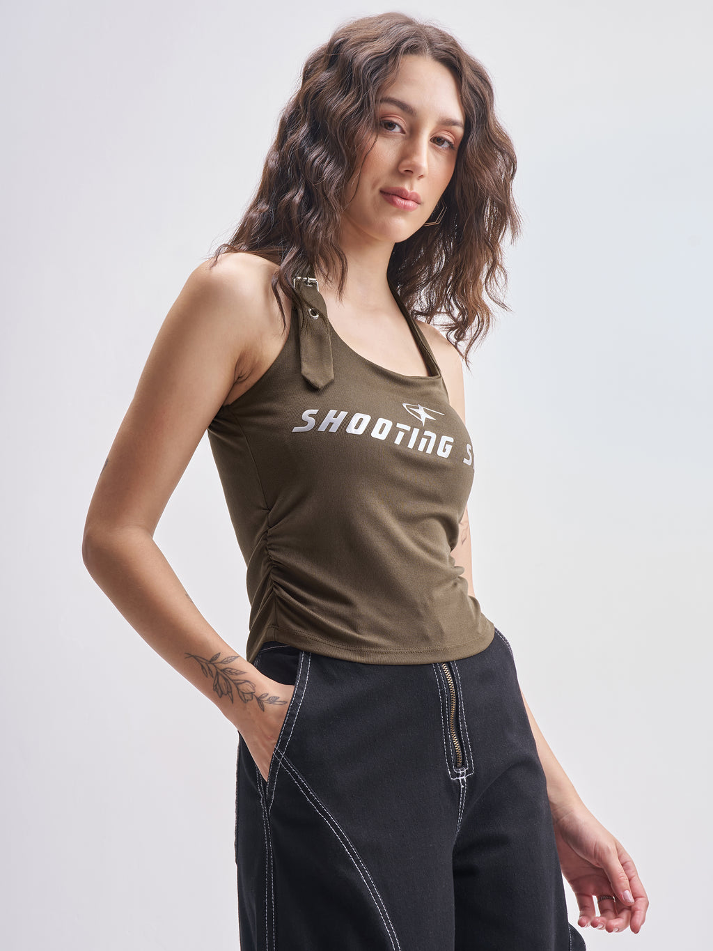 Tokyo Talkies Women Brown Printed Fitted Top - Brown - Image 6