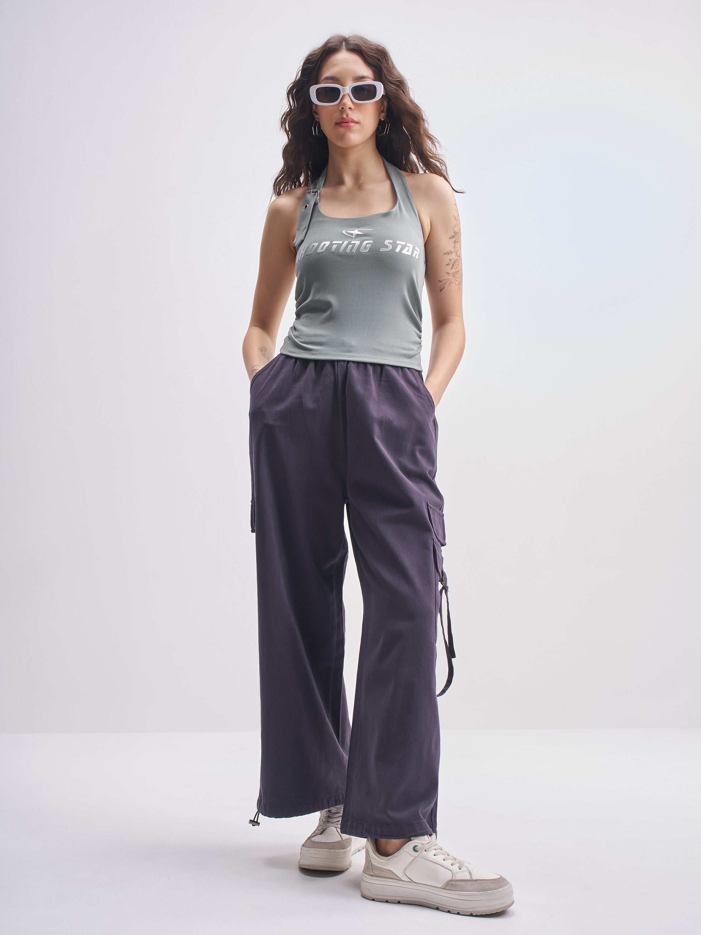 Tokyo Talkies Women Grey Printed Fitted Top - Grey - Image 2