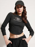 Tokyo Talkies Women Black Printed Regular Top - Black - Image 1