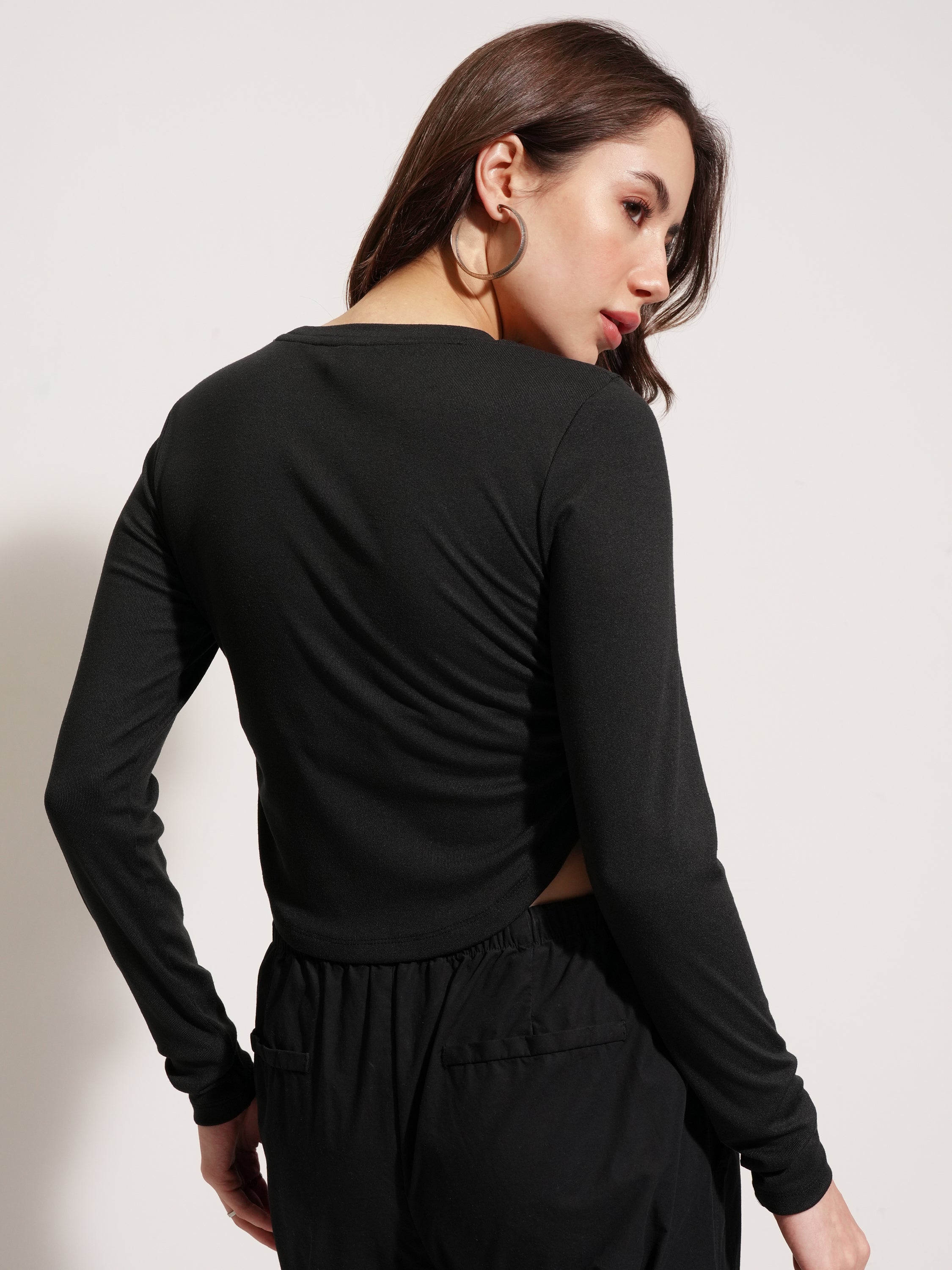 Tokyo Talkies Women Black Printed Regular Top - Black - Image 3