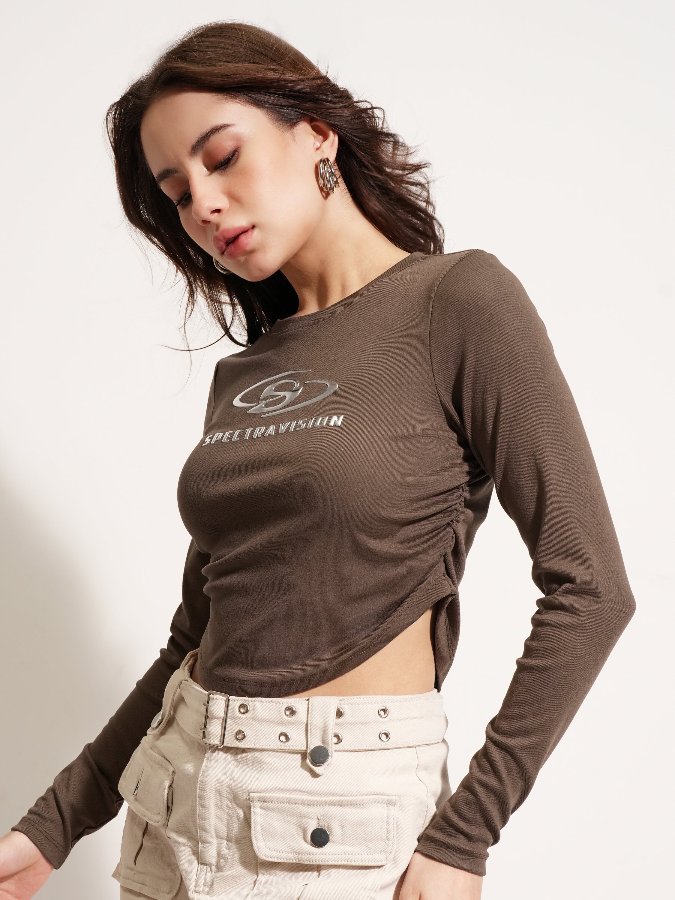 Tokyo Talkies Women Brown Printed Regular Top - Brown - Image 4