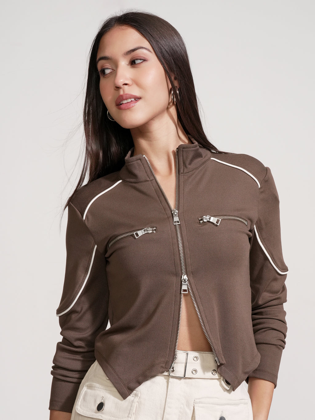 Tokyo Talkies Women Brown Solid Regular Top - Brown - Image 1