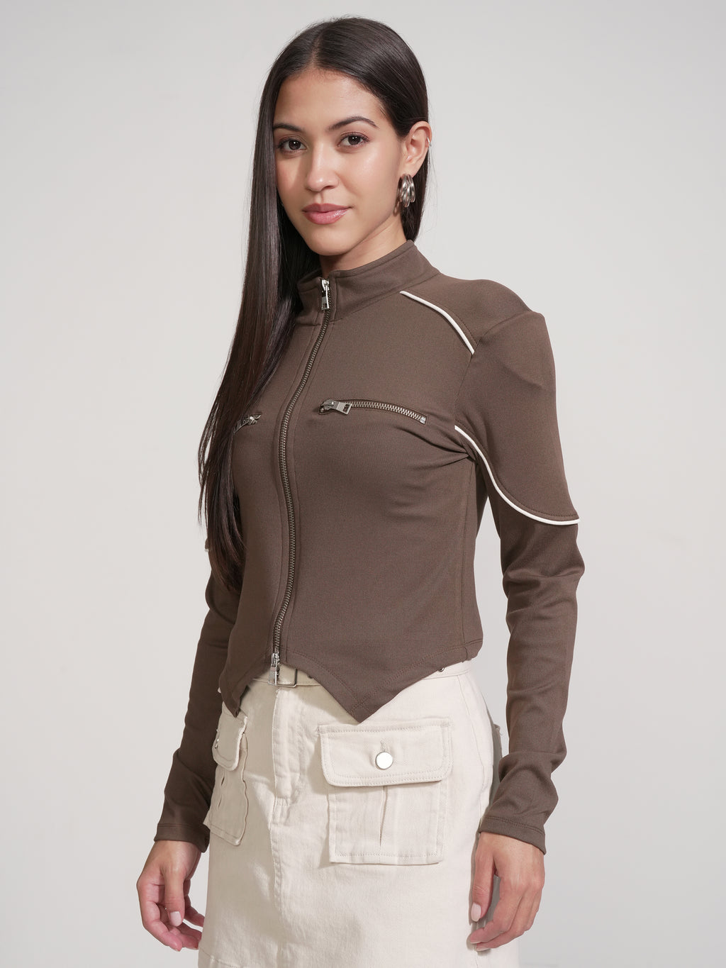 Tokyo Talkies Women Brown Solid Regular Top - Brown - Image 4