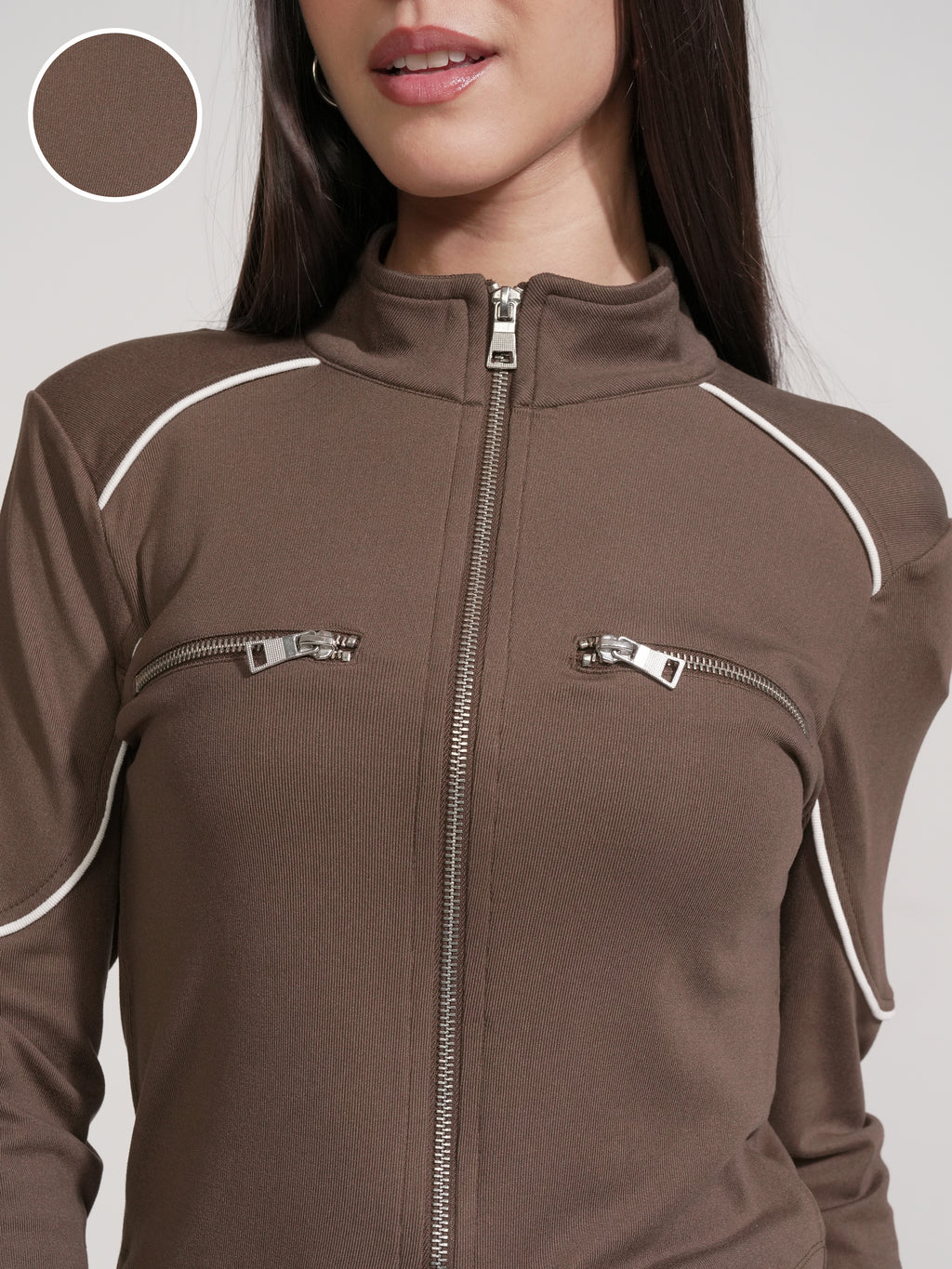 Tokyo Talkies Women Brown Solid Regular Top - Brown - Image 5