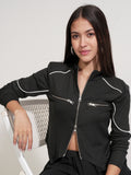 Tokyo Talkies Women Black Solid Regular Top - Black - Image 1