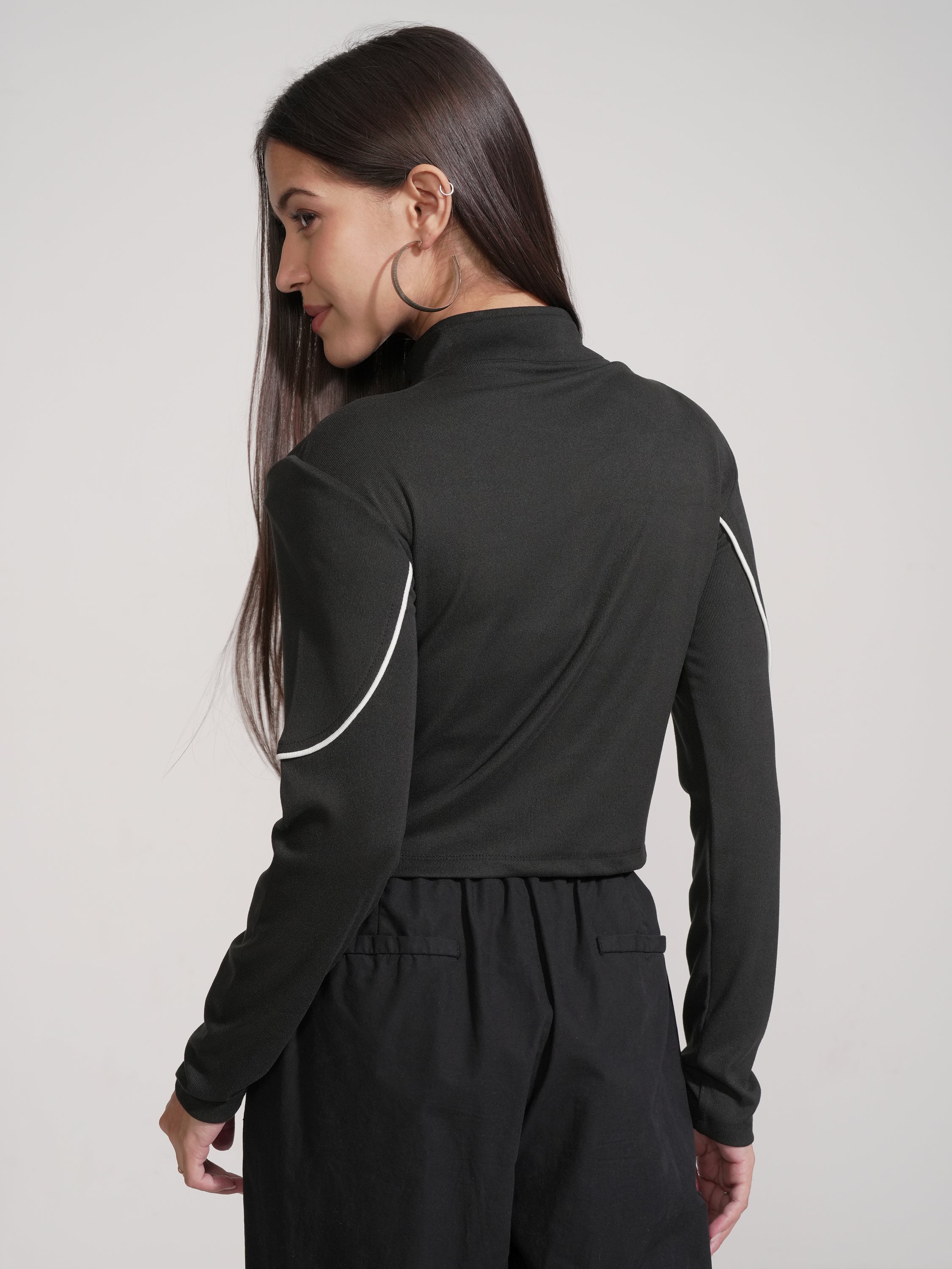Tokyo Talkies Women Black Solid Regular Top - Black - Image 3