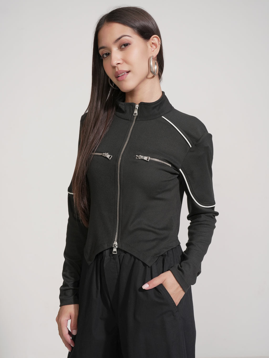 Tokyo Talkies Women Black Solid Regular Top - Black - Image 4