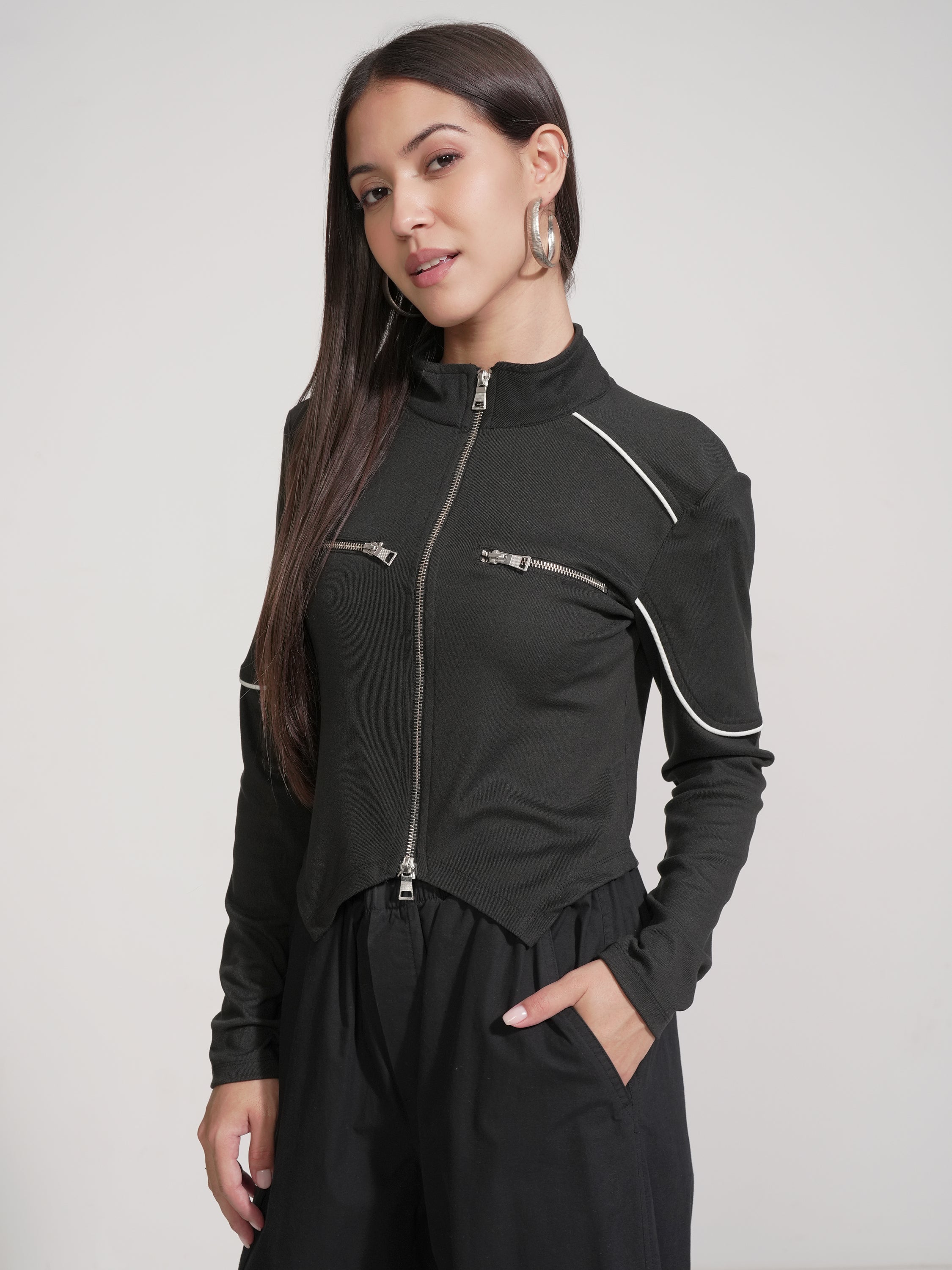 Tokyo Talkies Women Black Solid Regular Top - Black - Image 4