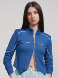 Tokyo Talkies Women Blue Solid Fitted Top - Blue - Image 1