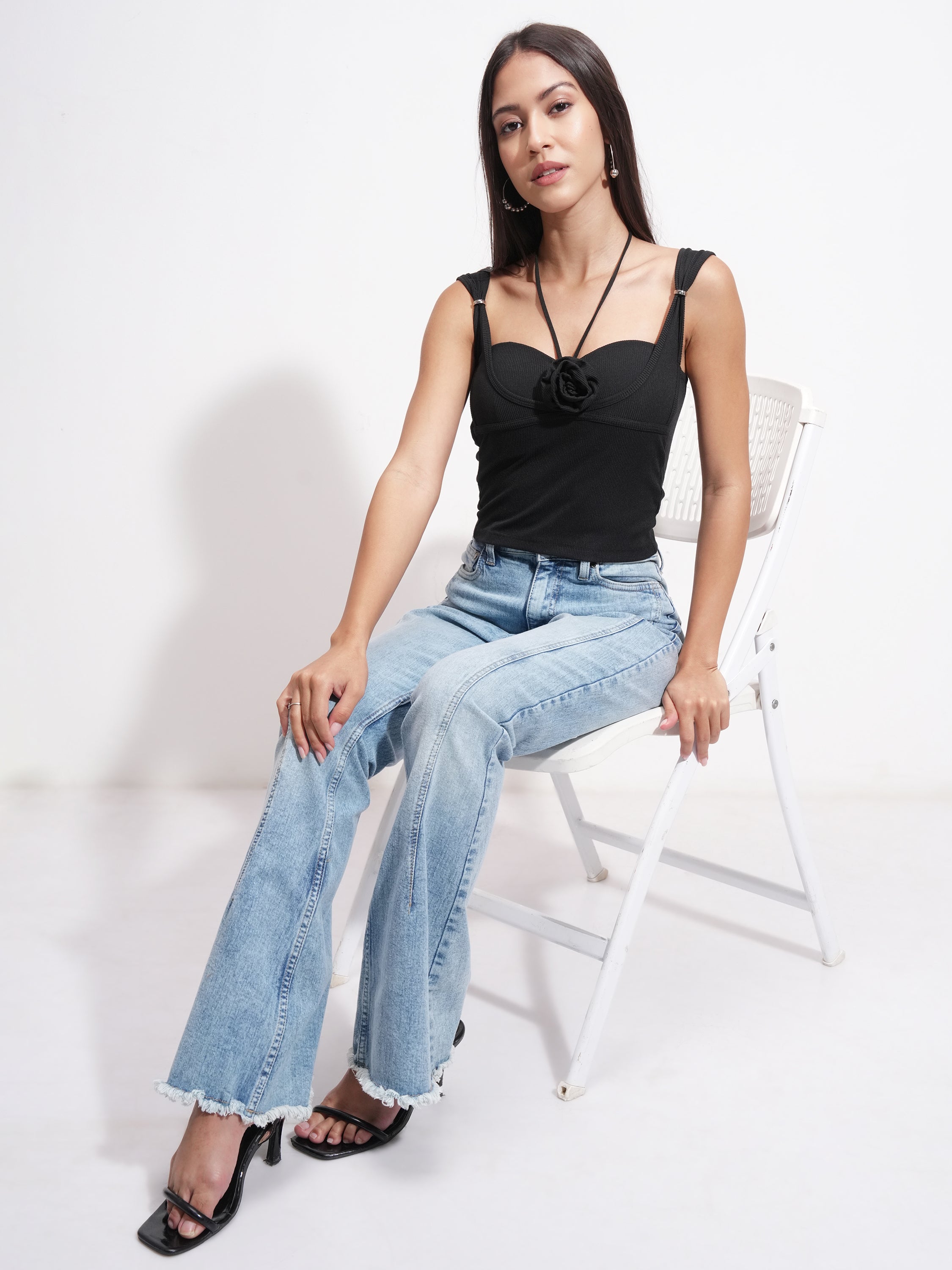 Tokyo Talkies Women Black Solid Regular Top - Black - Image 2