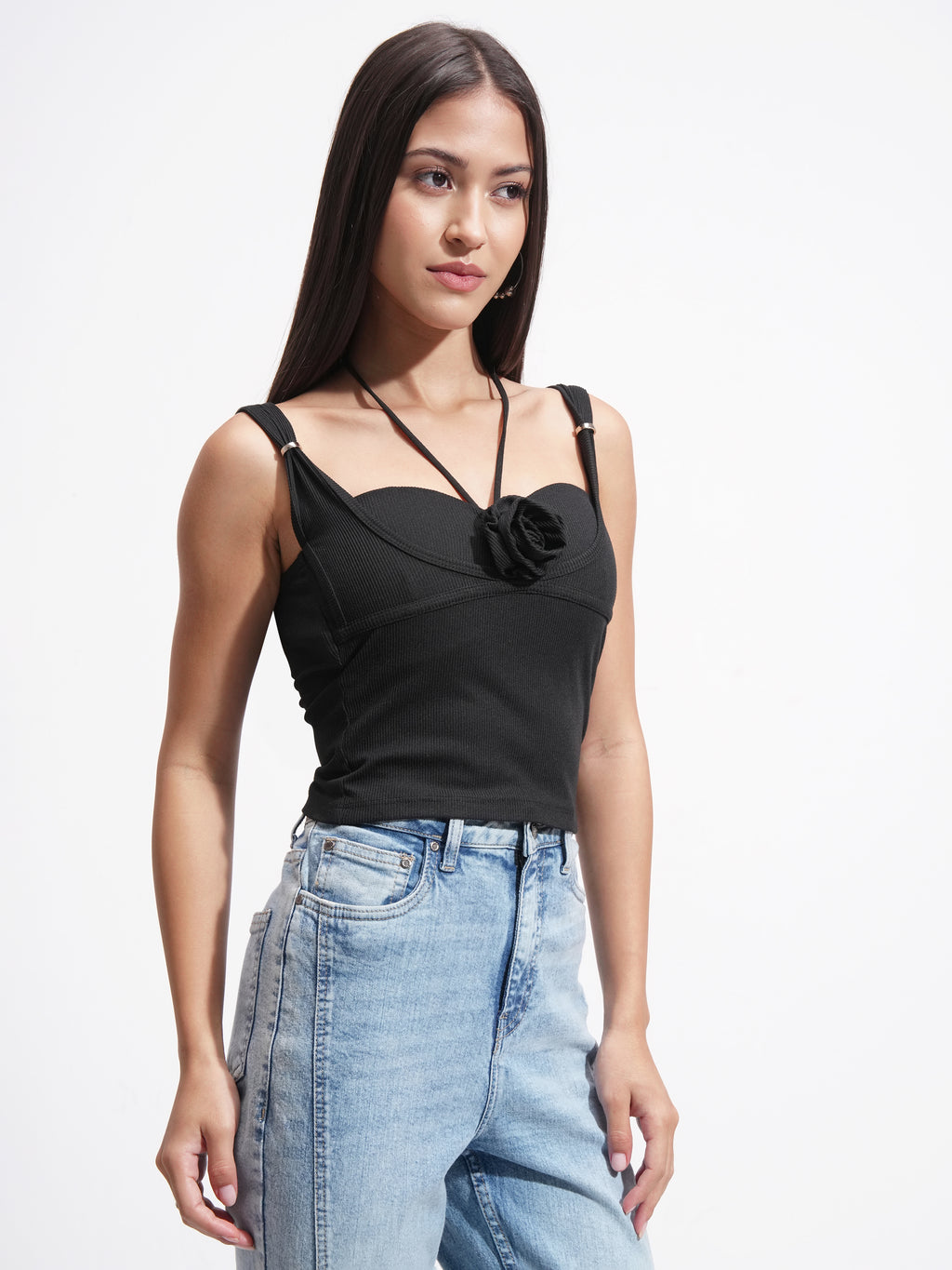 Tokyo Talkies Women Black Solid Regular Top - Black - Image 6