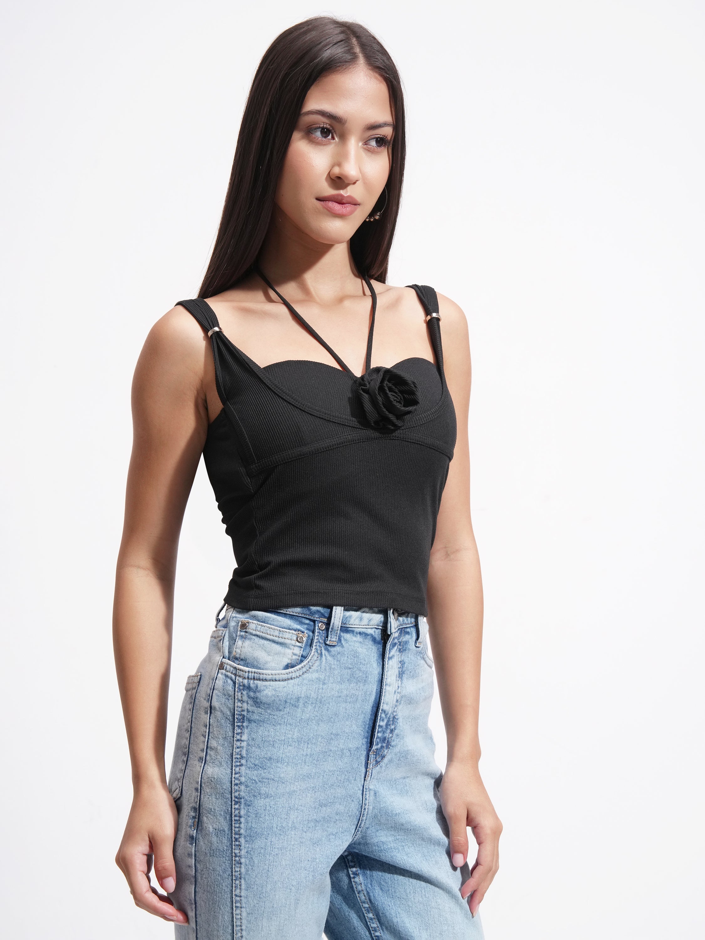 Tokyo Talkies Women Black Solid Regular Top - Black - Image 6