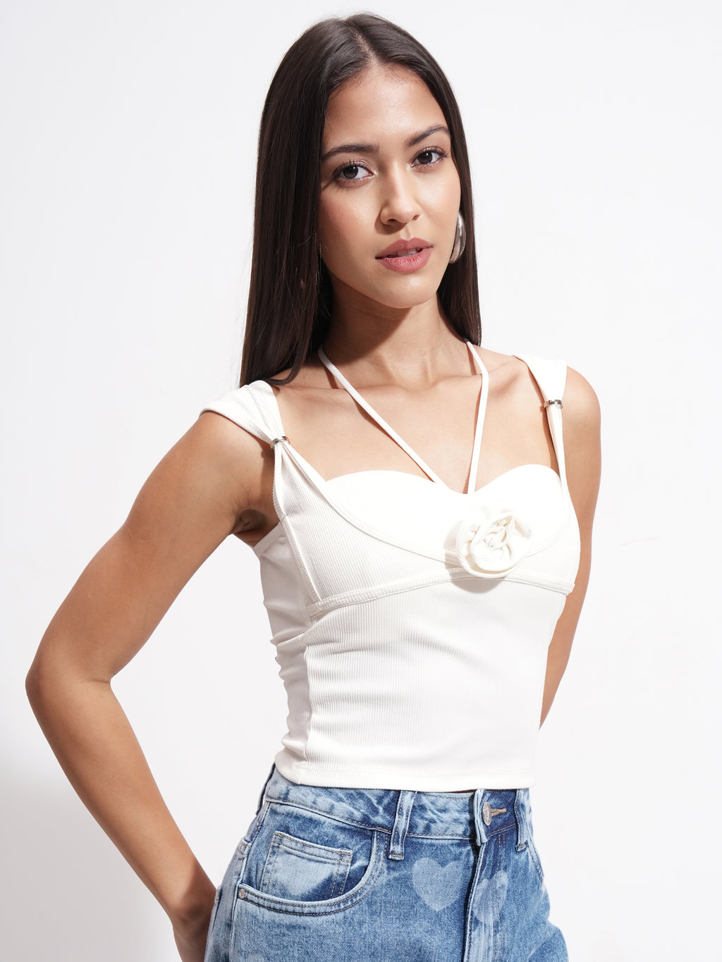 Tokyo Talkies Women Off White Solid Regular Top - Off White - Image 6