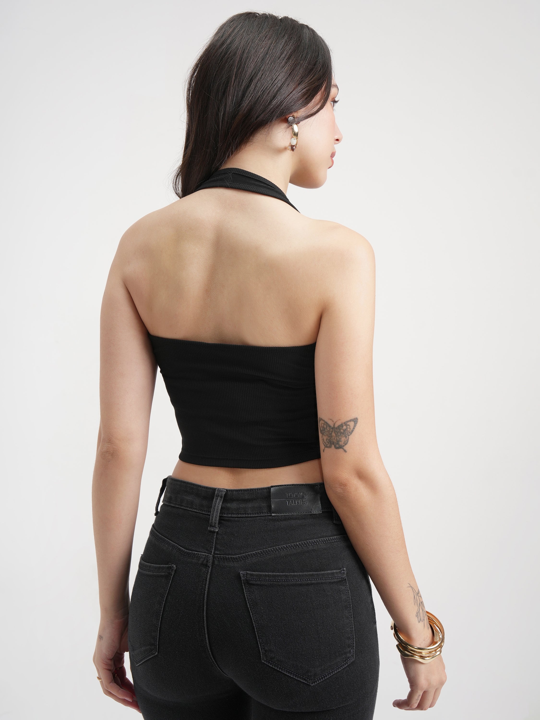 Tokyo Talkies Women Black Solid Regular Top - Black - Image 3