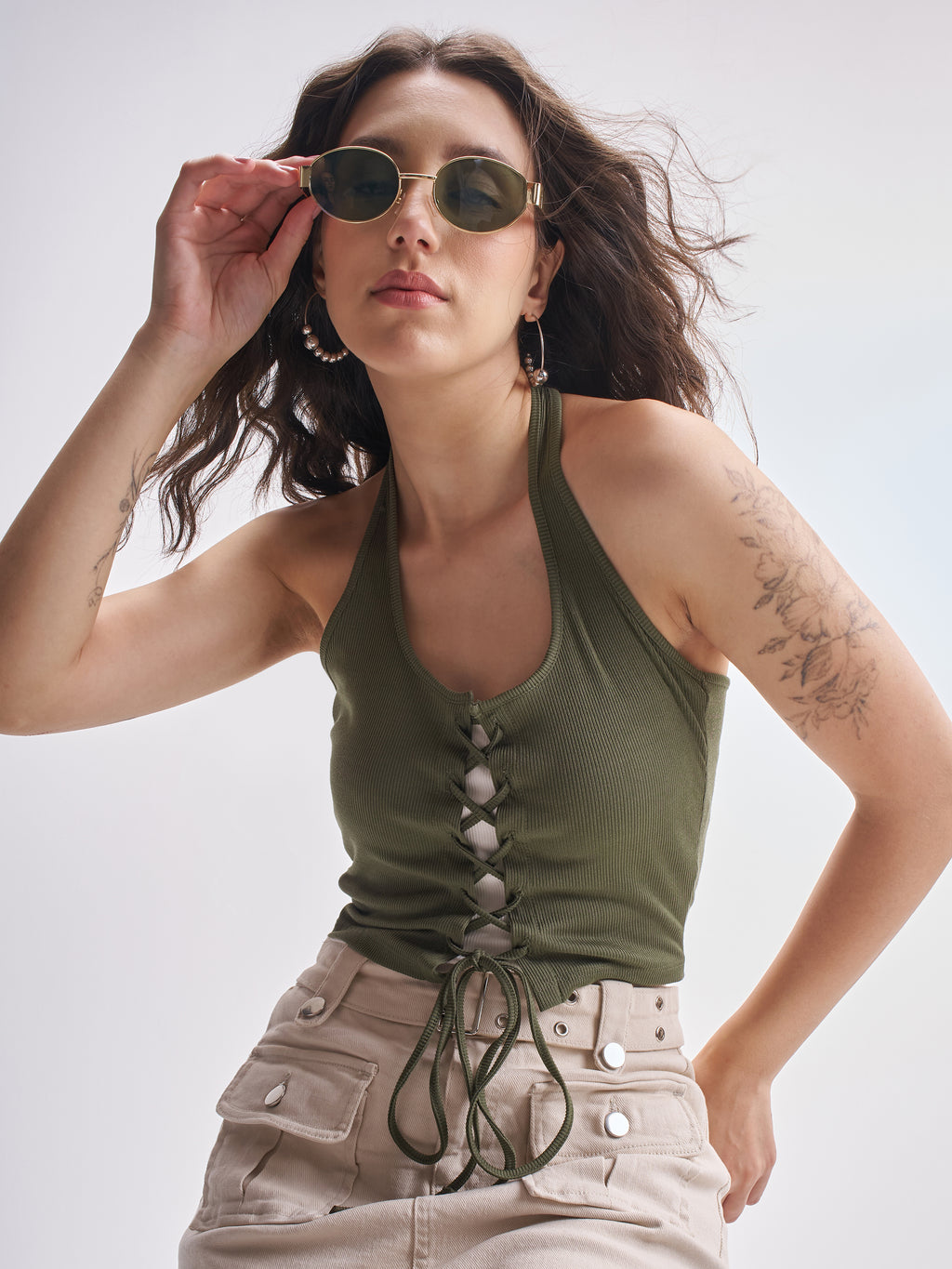 Tokyo Talkies Women Olive Solid Regular Top - Olive - Image 1