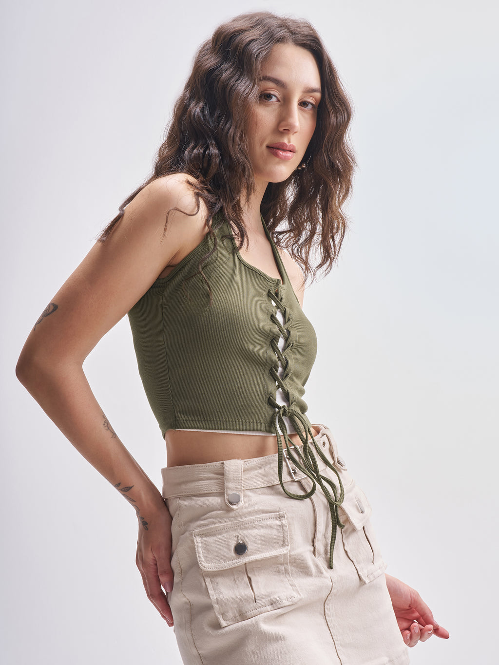 Tokyo Talkies Women Olive Solid Regular Top - Olive - Image 6
