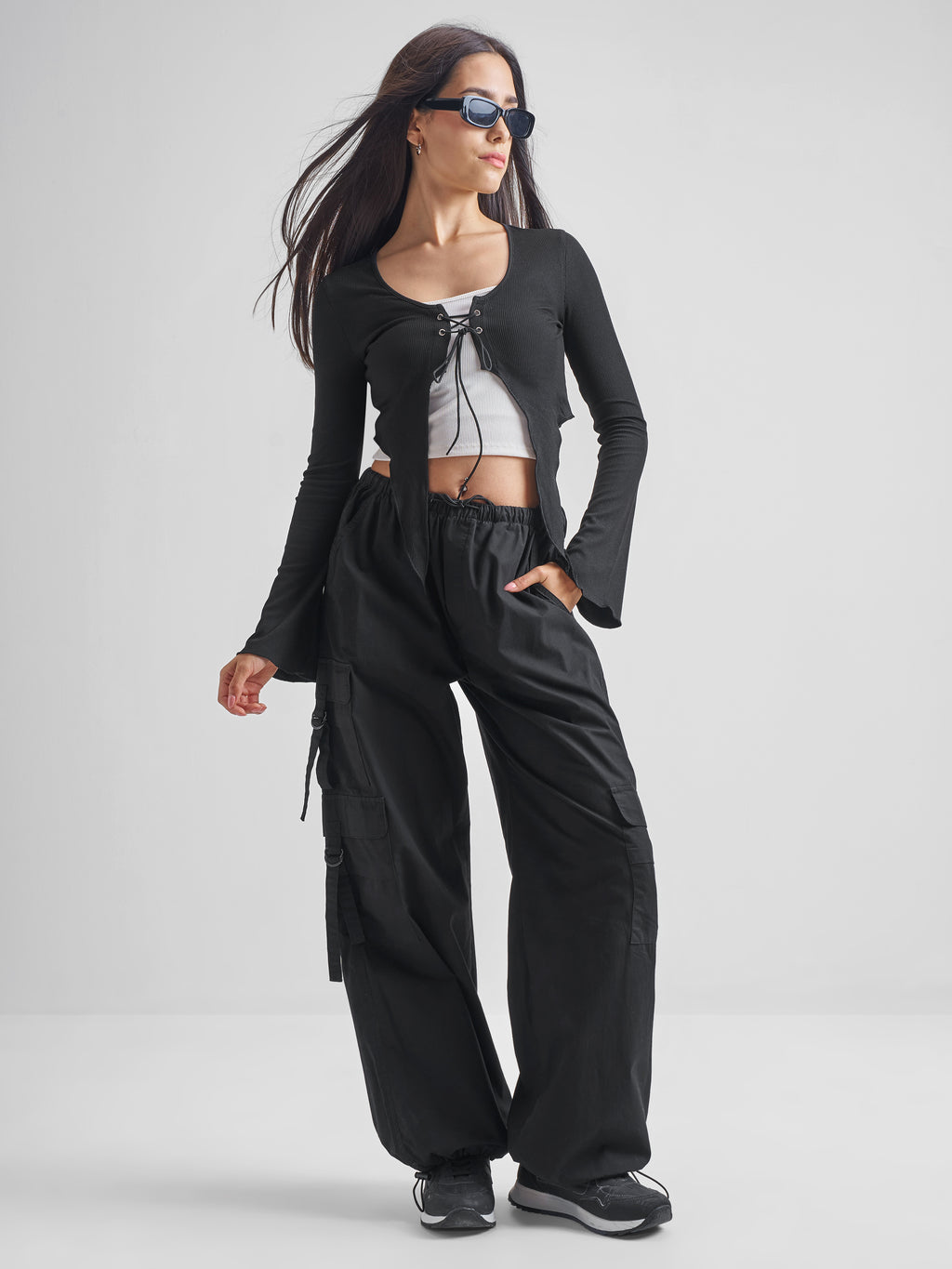 Tokyo Talkies Women Black Solid Fitted Top - Black - Image 2