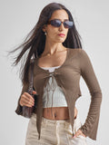 Tokyo Talkies Women Brown Solid Fitted Top - Brown - Image 1