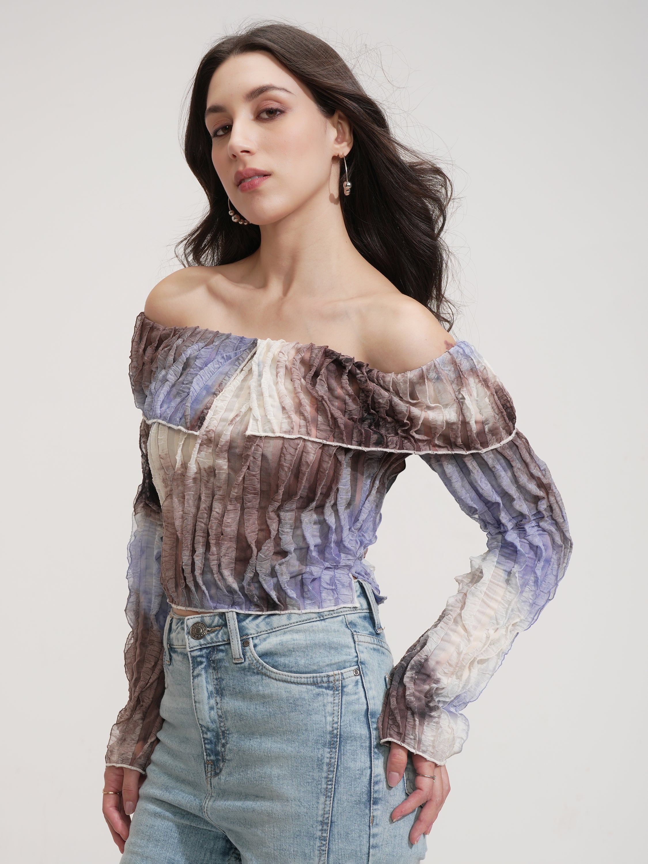 Tokyo Talkies Women Purple Printed Regular Top - Purple - Image 4