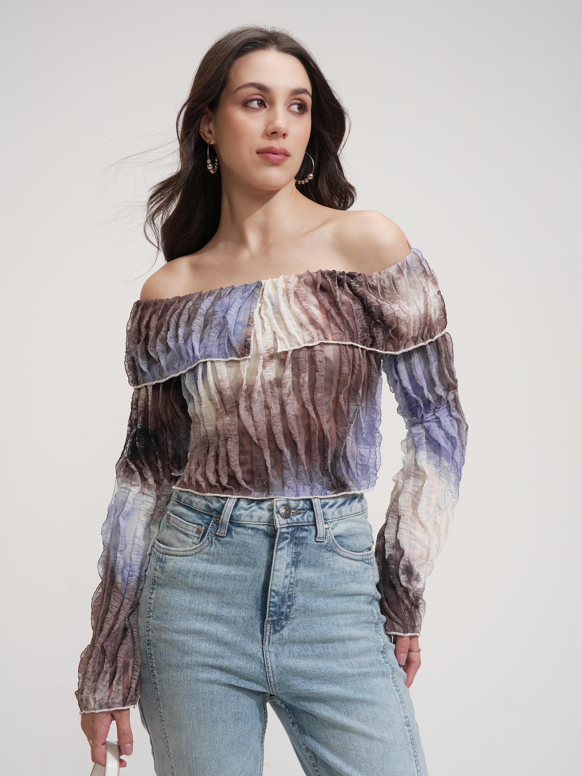 Tokyo Talkies Women Purple Printed Regular Top - Purple - Image 6