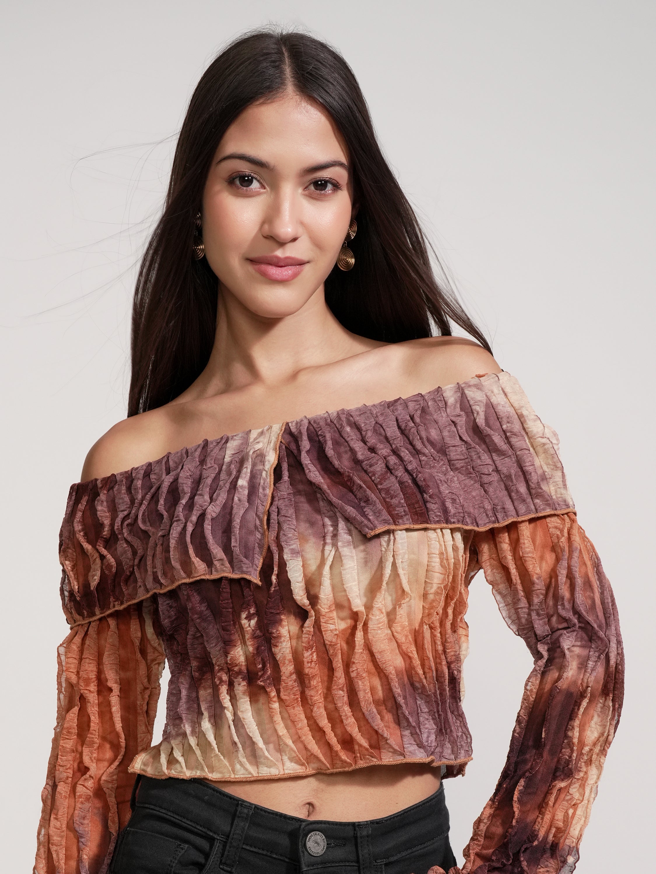 Tokyo Talkies Women Brown Printed Regular Top - Brown - Image 1
