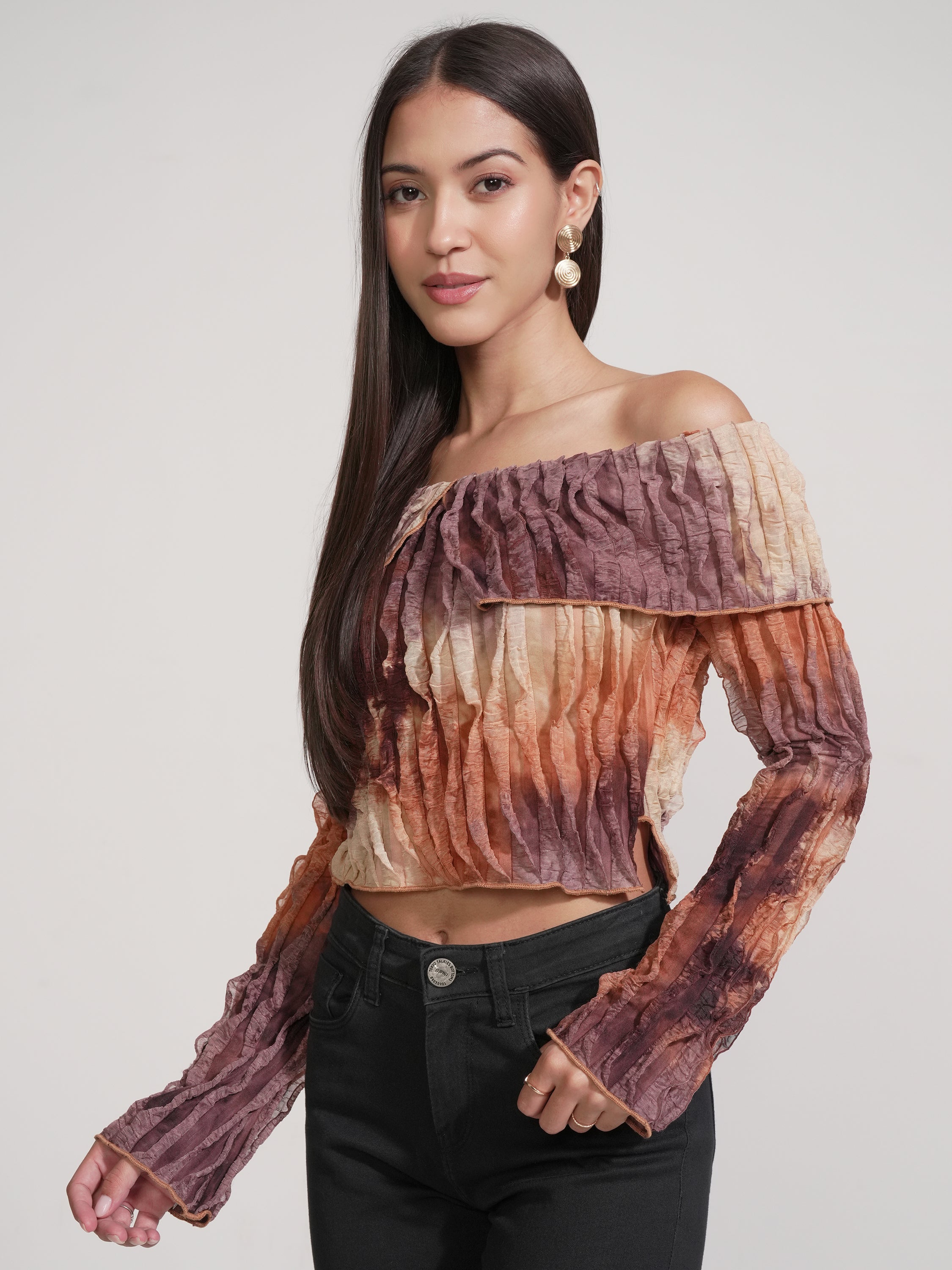 Tokyo Talkies Women Brown Printed Regular Top - Brown - Image 4