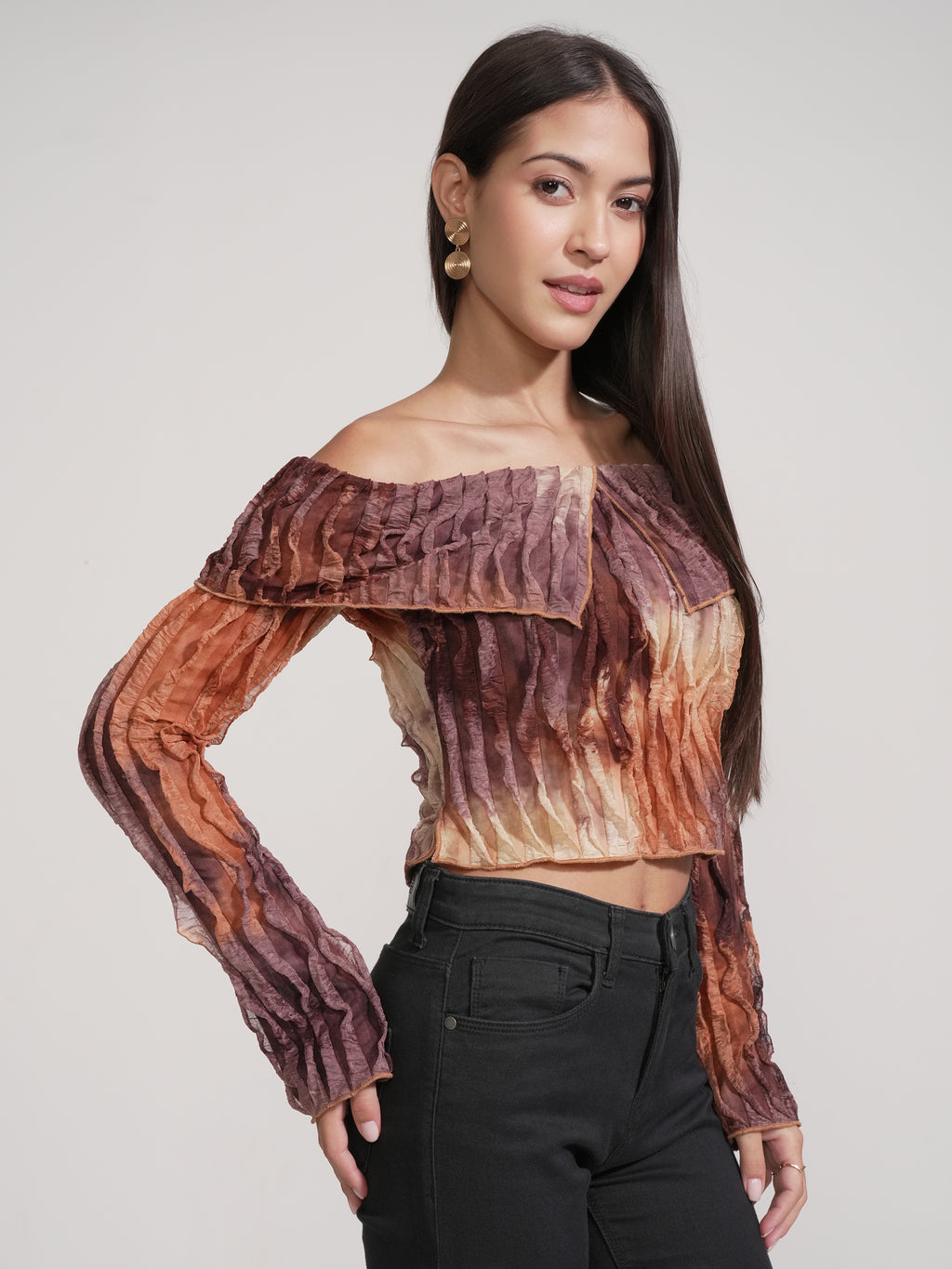 Tokyo Talkies Women Brown Printed Regular Top - Brown - Image 6